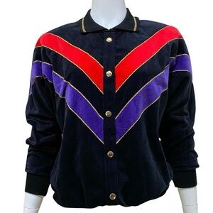 Vintage Velour Chevon Sweatshirt Granny Style Women’s Size Medium